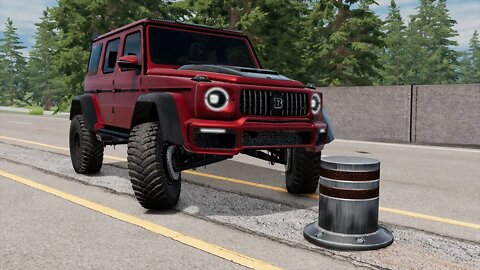 Mercedes G63 AMG vs Bollard – BeamNG.Drive