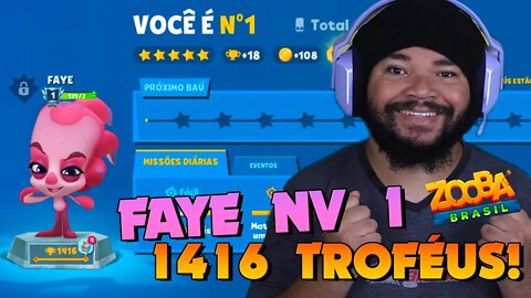 COMO CONSEGUI 1400 TROFÉUS NA FAYE NV 1? TOP 1 BR ZOOBA: Jogo de Batalha Animal