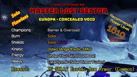 Destiny 2 Master Lost Sector: Europa - Concealed Void on my Warlock Solo-Flawless 2-26-23