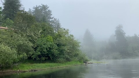 Foggy morning on Tenmile lake, Oregon.