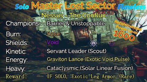 Destiny 2 Master Lost Sector: Nessus - The Conflux on my Titan Solo-Flawless 10-31-22