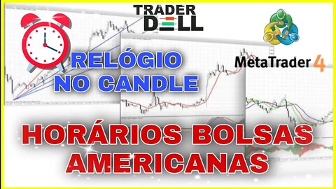 COMO COLOCAR RELÓGIO NO CANDLE - VELA - META TRADE 🇱🇷US30 - US100 - US500 / HORÁRIO DAS BOLSAS