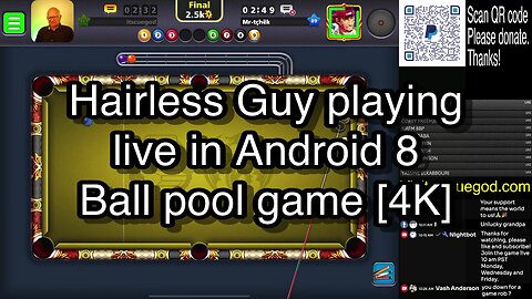 Hairless Guy playing live in Android 8 Ball pool game [4K] 🎱🎱🎱 8 Ball Pool 🎱🎱🎱