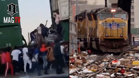 Viral Video Surfaces Of Looters Stealing Big Screen TV's Off Train Railcar! 📺