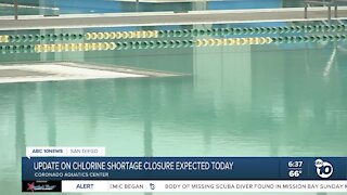 Updated expected on Coronado Aquatics Center chlorine shortage