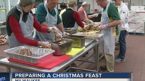 Salvation Army volunteers prep food to feed thousands on Christmas Day