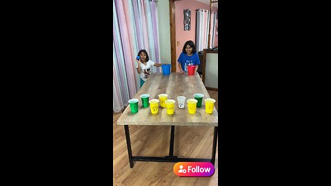 Throw the ball in the cup challenge 💵 #youtubeshorts #challenge #familygames