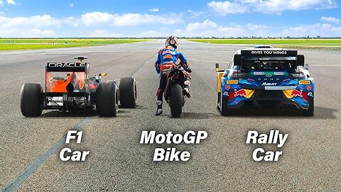 F1 Car vs MotoGP Bike vs Rally Car: Ultimate Drag Race!