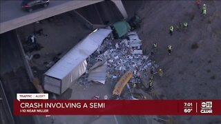 Semi-truck crashes into vehicle under overpass in Buckeye