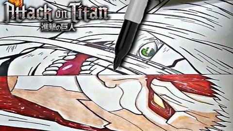 Drawing Eren vs Reiner Attack on Titan