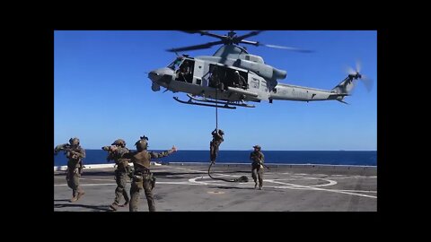 Force Recon Marines Fast Rope from UH-Y1 Venom