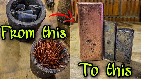 MELTING COPPER AND LEAD INTO INGOTS / SCRAPPING / ASMR METAL MELTING #backyardmelting #meltingcopper