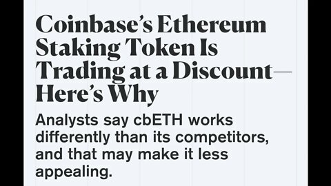 Coinbase’s Ethereum Staking Token Is Trading at a Discount #cryptomash #ethereum #crypto #viral