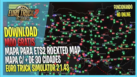 ▶️ETS2 1.43 MAPA GRÁTIS PARA EURO TRUCK SIMULATOR 2 Roextended MAP 1 43