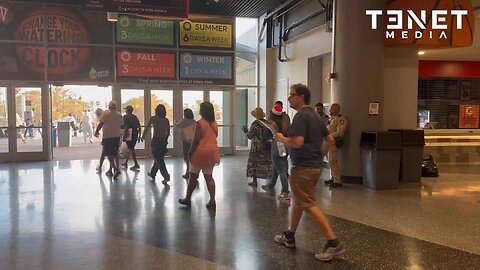 Attendees departing midway through Kamala Harris' speech at a recent campaign rally