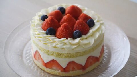 Strawberry Cake. White Chocolate Whipped Cream #ASMR