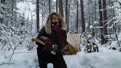 Solo WINTER CAMPING after a SNOW STORM in CANADA