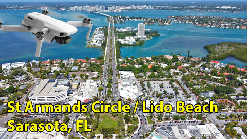 St Armands Circle - Lido Beach Sarasota, Florida - drone video