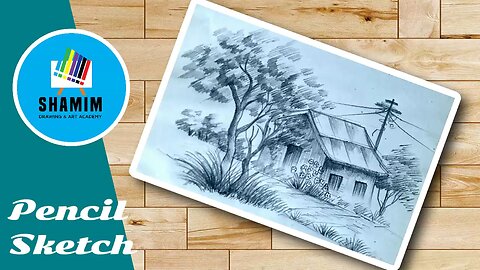 How to Draw A Village landscape by pencil sketch for Beginners | Drawing Tutorial