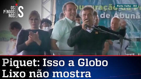 Ao lado de Bolsonaro, Nelson Piquet chama Globo de lixo; veja vídeo