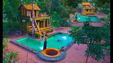 [Full Video] Building The Most Creative House Bamboo,Groundwater Well & Swimming Pool