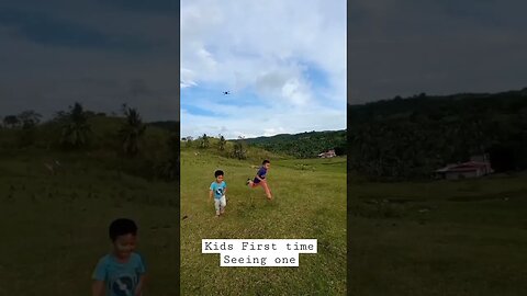 Kids reaction seeing DRONE for the FIRST TIME! First time flying #shorts