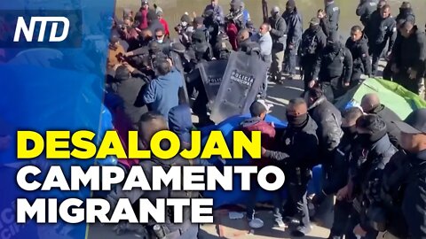 La policía desmantela un campamento de migrantes en la frontera con EE. UU.