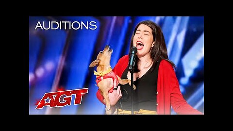 Pam Performs _All by Myself_ with Her Incredible Singing Dog Casper - America's Got Talent