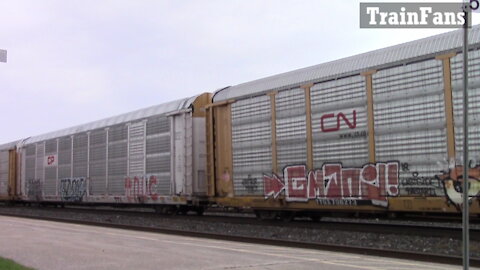 Manifest Train With CN 2267 & CN 5670 Engines In Sarnia