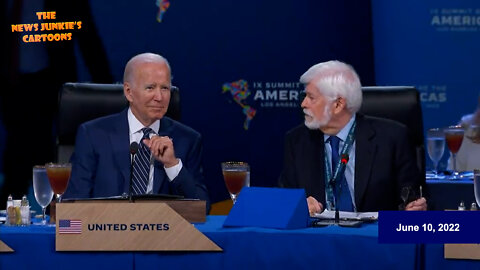 Biden laughs watching the press herded out by his yelling handler: "She's good!"