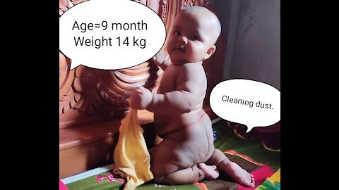 Fat baby cleaning dust- Fat baby-Funny baby-Baby boy-Amazing baby- Cute baby