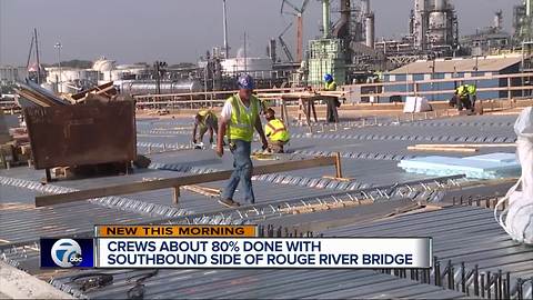 Crews about 80 percent done with southbound Rouge River bridge