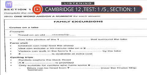 CAM_BRIDGE 12 LISTENING TEST 5/1 SECTION 1 WITH ANSWER : HD QUALITY