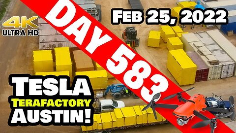 WHAT'S UP WITH THE YELLOW CRATES AT GIGA TEXAS?! - Tesla Gigafactory Austin 4K Day 583 - 2/25/22