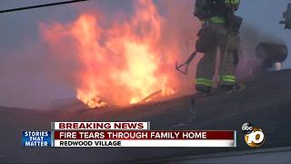 Fire tears through family home