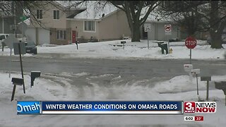 Winter weather conditions on Omaha roads