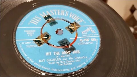 Hit The Road Jack ~ Ray Charles & The Raelets ~ 1961 HMV 45rpm Vinyl 7" SIngle Record ~ Dual 1215