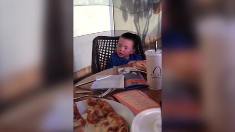 Tot Boy Falls Asleep While Eating