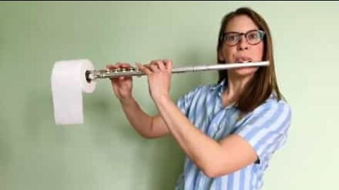 Flute player does the toilet paper challenge