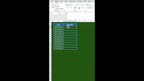 Extract Day Name in Excel from Dates Using Function #Excel #ExcelTips #ExcelTutorial #MSExcel