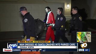 Driver dressed as Santa Claus arrested, accused of crashing into parked vehicles in Chula Vista