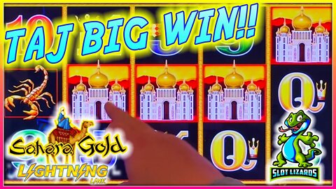 WILD 4 TAJ MAHAL TRIGGER BIG WIN! Lightning Link Sahara Gold Slot SO MANY BONUSES!