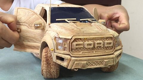 Building Ford F150 Raptor 4x4 truck with complete wood for my kid - Wood working Art