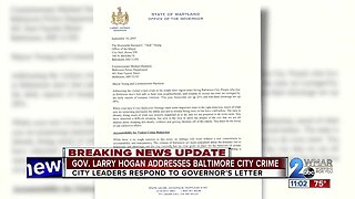 City leaders respond to Governor's letter on Baltimore crime