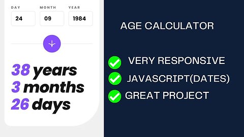 Frontend Mentor Age Calculator HTML,CSS,JS (Pixel Perfect)