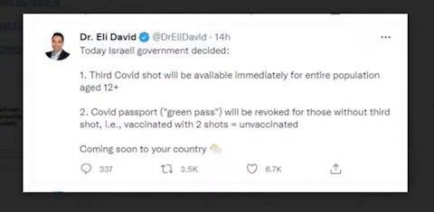 Two Shots No Longer Valid for "Green Pass" In Israel ... Now It's Three Shots