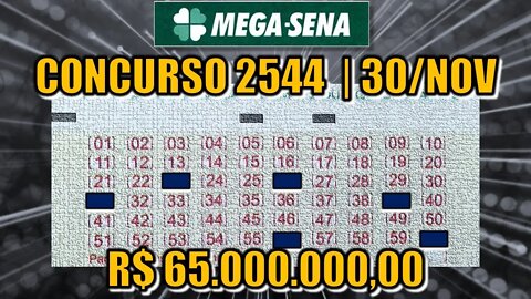 Estudo Mega Sena 2544 | Prêmio estimado em R$ 65 milhões!