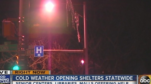 Shelters opening due to cold weather blast