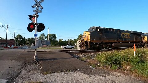 CSX Intermodal Heading Into The Sunset Fostoria Ohio Train Horn #train #railfan #trainhorn #asmr