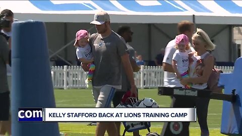 Kelly Stafford smiling in return to Lions training camp